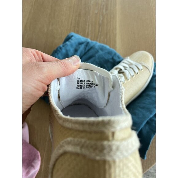 Jack Rogers Women's Size 7 7b Gold Beige Tan Lace Up Casual Shoes Flats Sneakers - Picture 6 of 6